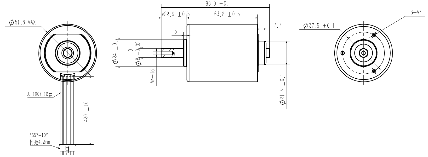 bldc mower motor outline drawing